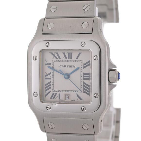 Cartier Santos Galbee Large 1564 White Roman Dial 29mm Watch - Picture 2 of 12